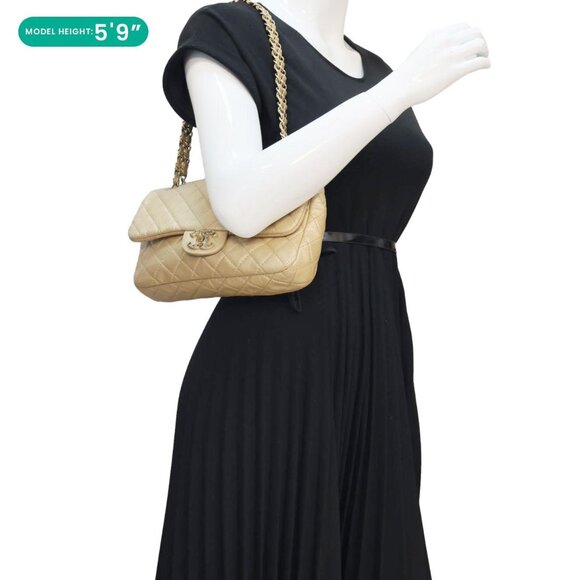 Chanel  Precious Jewel Single Flap Jumbo Leather Shoulder Bag Gold - Picture 2 of 16